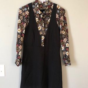 BCBGeneration black dress with floral collar and sleeves - New w/o tags
